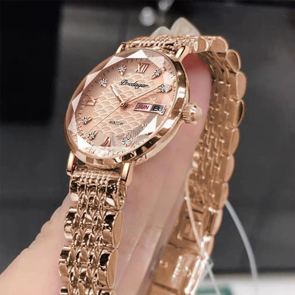 Original Luxury Women Watch Week Date Waterproof Luminous Stainless Steel Woman Watches Simple Trendy Ladies Wristwatch