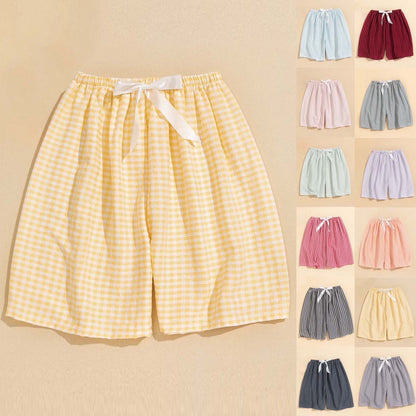 Summer Saving!  Womens Shorts Casual, Summer Shorts for Women, Summer Casual Elastic Waistband Wide Leg Shorts Fashion Plaid Shorts