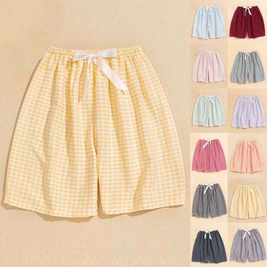 Summer Saving!  Womens Shorts Casual, Summer Shorts for Women, Summer Casual Elastic Waistband Wide Leg Shorts Fashion Plaid Shorts