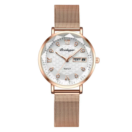 Original Luxury Women Watch Week Date Waterproof Luminous Stainless Steel Woman Watches Simple Trendy Ladies Wristwatch