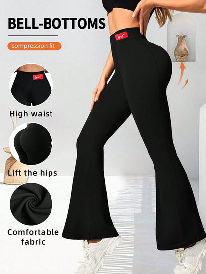 Women Yoga Legging Flare Leg with Letter Graphic for Women High Waisted Bootcut Yoga Pants Wide Leg Yoga Pants Stretchy Work Pants for Workout Athletic Running Cycling Yoga Picklebal|Exercise Casual
